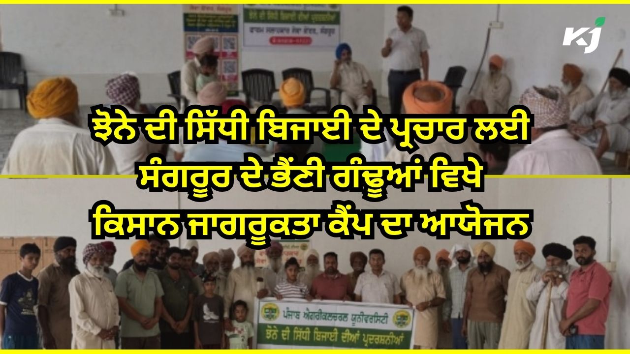 ਝੋਨੇ ਦੀ ਸਿੱਧੀ ਬਿਜਾਈ ਦੇ ਪ੍ਰਚਾਰ ਲਈ ਕਿਸਾਨ ਜਾਗਰੂਕਤਾ ਕੈਂਪ ਝੋਨੇ ਦੀ ਸਿੱਧੀ ਬਿਜਾਈ ਦੇ ਪ੍ਰਚਾਰ ਲਈ ਕਿਸਾਨ ਜਾਗਰੂਕਤਾ ਕੈਂਪ
